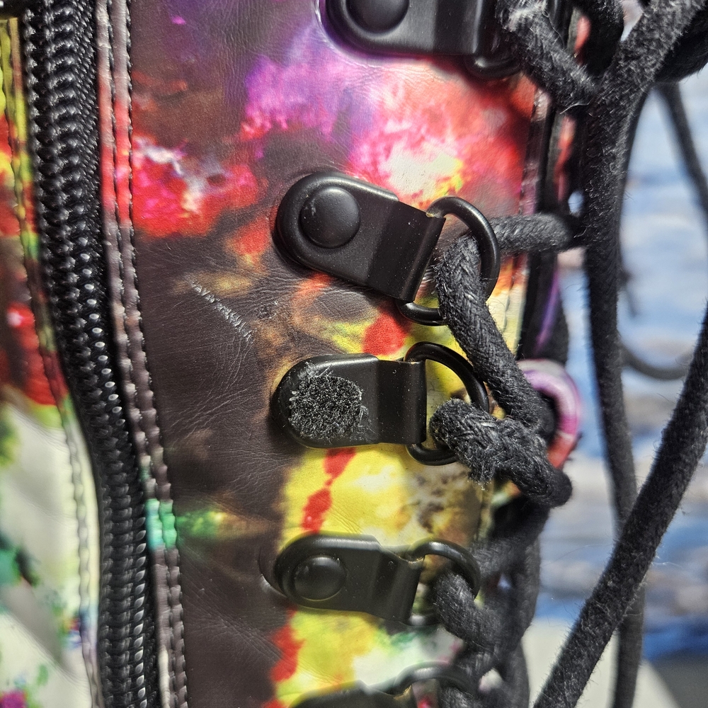 Dolls Kill ClubExx Vibrant Acid Sunrise Tie-Dye Lace Up‎ Platform Boots, 5 - Picture 8 of 9